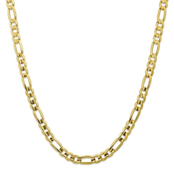 Men's 7.5mm, 10k Yellow Gold, Figaro Chain Necklace, 24 inch - Picture 3 of 8